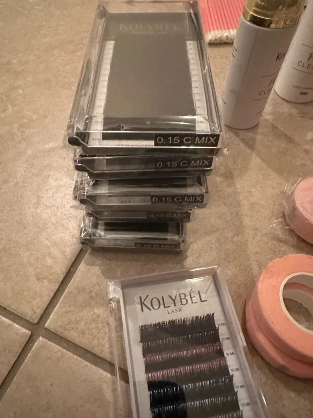 BRAND NEW KOLYBEL EYE LASH KIT INCLUDES LASHES, FOAM,GLUE,TAPES ETC… AS PICTURED